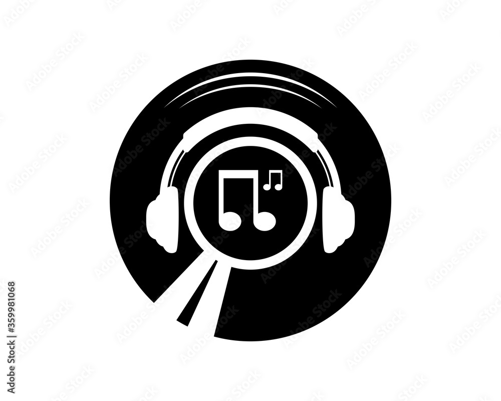 vinyl record with earphone and note music inside vinyl record with earphone and note music inside