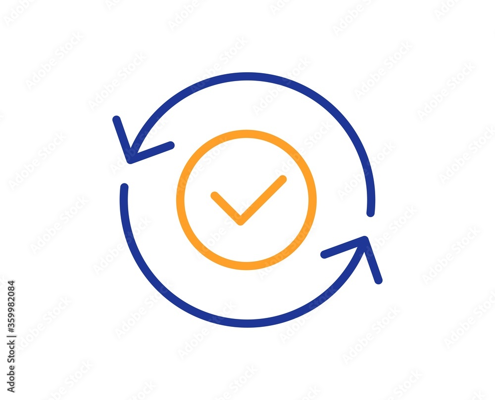 Security confirmed line icon. All day cyber defence sign. Private protection symbol. Colorful thin line outline concept. Linear style security confirmed icon. Editable stroke. Vector Security confirmed line icon. All day cyber defence sign. Private protection symbol. Colorful thin line outline concept. Linear style security confirmed icon. Editable stroke. Vector