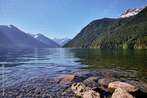 Chilliwack Lake (Sxotsaquel) and mountains along Canada / USA border, BC