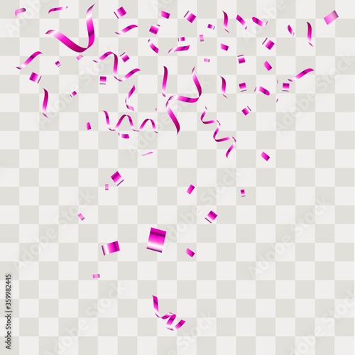 Colorful confetti. Festive of falling shiny confetti isolated on transparent background.