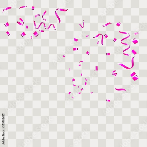 Colorful confetti. Festive of falling shiny confetti isolated on transparent background.