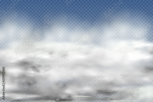 Set of realistic isolated and transparent clouds,fog or smoke on a blue background.Graphic element vector. Vector design shape for logo, web and print.