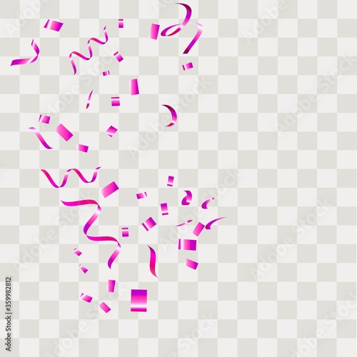 Colorful confetti. Festive of falling shiny confetti isolated on transparent background.