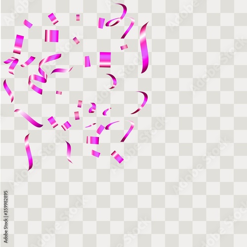 Colorful confetti. Festive of falling shiny confetti isolated on transparent background.