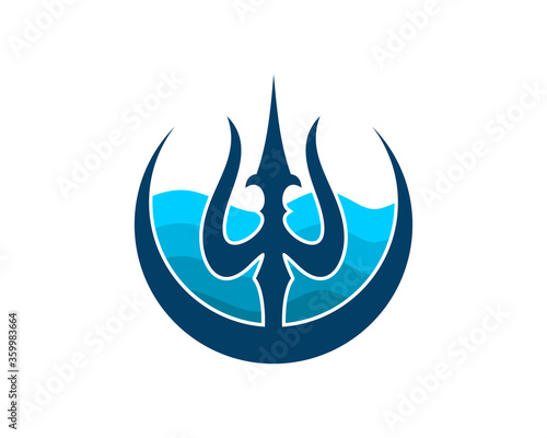 Trident with blue waves