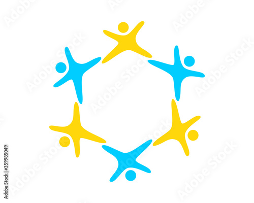 People celebration form a hexagon