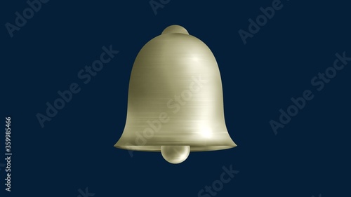 Handmade gold bell on a dark blue background. High quality.