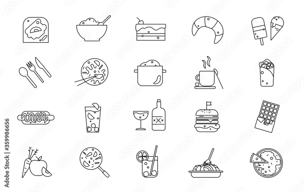 simple vector icons of food simple vector icons of food
