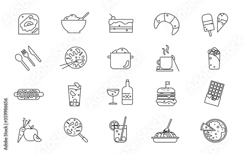 simple vector icons of food