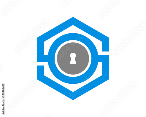 Key hole inside the hexagon line