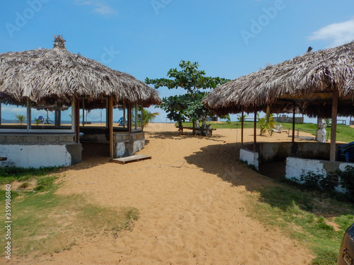 Atlantic Ocean beach, Monrovia, West Africa, Liberia,  Hotel "Africa" area, beach for local people, rest and picnic area. © Oleksandr