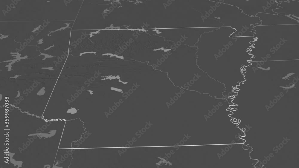 Arkansas, state with its capital, zoomed and extruded on the bilevel map of United States in the conformal Stereographic projection. Animation 3D Arkansas, state with its capital, zoomed and extruded on the bilevel map of United States in the conformal Stereographic projection. Animation 3D