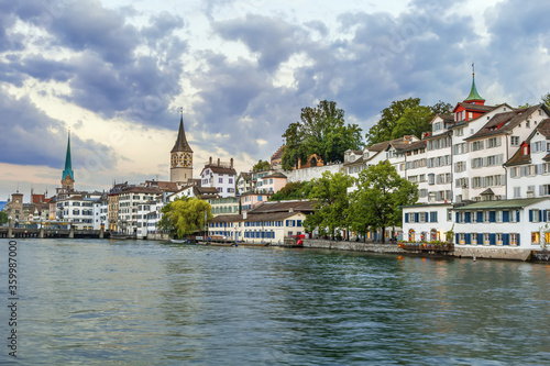Embankment of Limmat river, Zurich, Switzerland