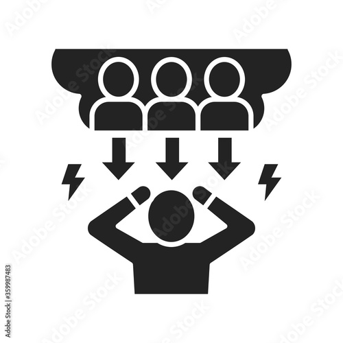 Social bullying black glyph icon. Harassment, social abuse and violence. Sign for web page, mobile app, button, logo.