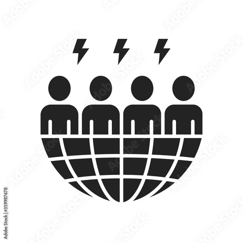 Racism black glyph icon. Harassment, and violence. Human rights. Sign for web page, mobile app, button, logo.