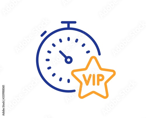 Vip timer line icon. Very important person sign. Member club privilege symbol. Colorful thin line outline concept. Linear style vip timer icon. Editable stroke. Vector