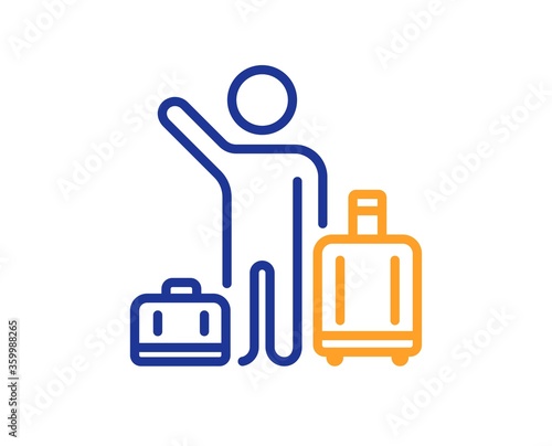 Baggage reclaim line icon. Airport transfer sign. Flight bags symbol. Colorful thin line outline concept. Linear style airport transfer icon. Editable stroke. Vector