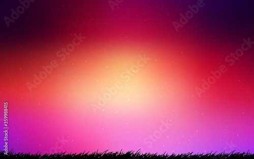 Light Pink, Yellow vector pattern with night sky stars. Shining colored illustration with bright astronomical stars. Template for cosmic backgrounds.