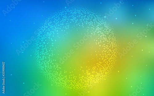 Light Blue, Green vector template with space stars. Shining colored illustration with bright astronomical stars. Template for cosmic backgrounds.