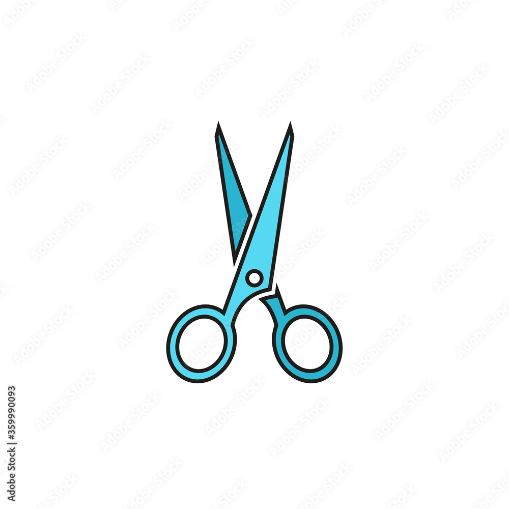 Vector scissors icon on white background. Linear style design icon Vector scissors icon on white background. Linear style design icon