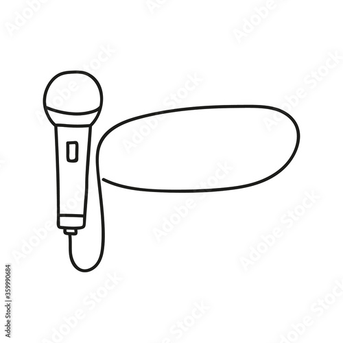 Journalism concept. Live news vector template with doodle microphone.