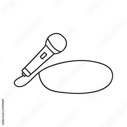 Journalism concept. Live news vector template with doodle microphone.