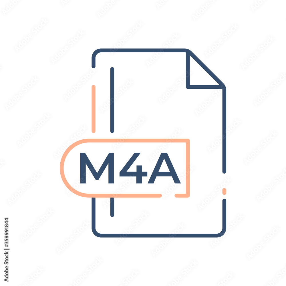 M4A File Format Icon. M4A extension line icon. M4A File Format Icon. M4A extension line icon.
