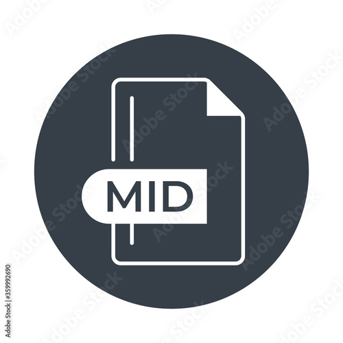 MID File Format Icon. MID extension filled icon.