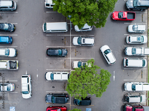 Car park beside shopping center in town
