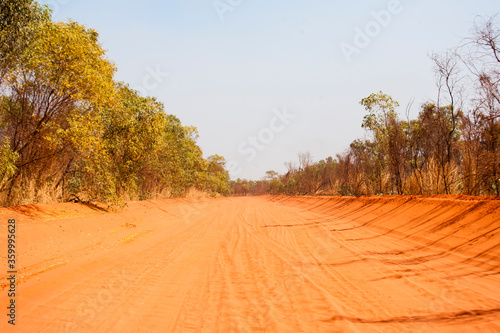 Corrugated red dirt track in the outback photo