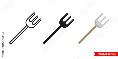 Pitchfork icon of 3 types. Isolated vector sign symbol.