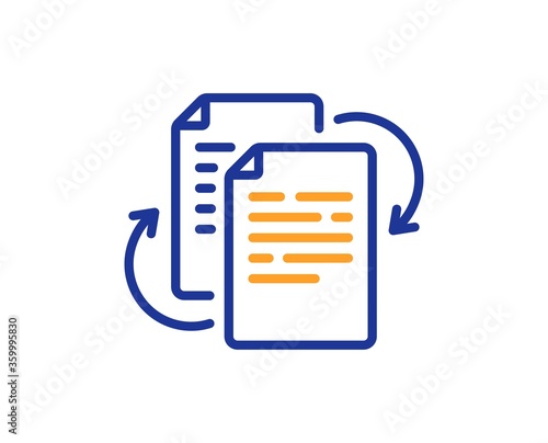Documents workflow line icon. Doc file page sign. Bureaucracy symbol. Colorful thin line outline concept. Linear style bureaucracy icon. Editable stroke. Vector
