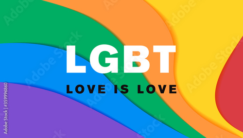 LGBT. Gay Pride banner. Paper cut rainbow spectrum banner