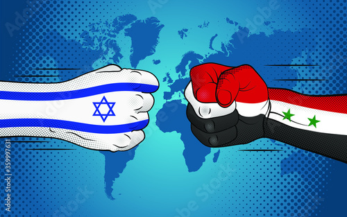 Conflict between Israel and Syria. Israel-Syria relations. Israel versus Syria.