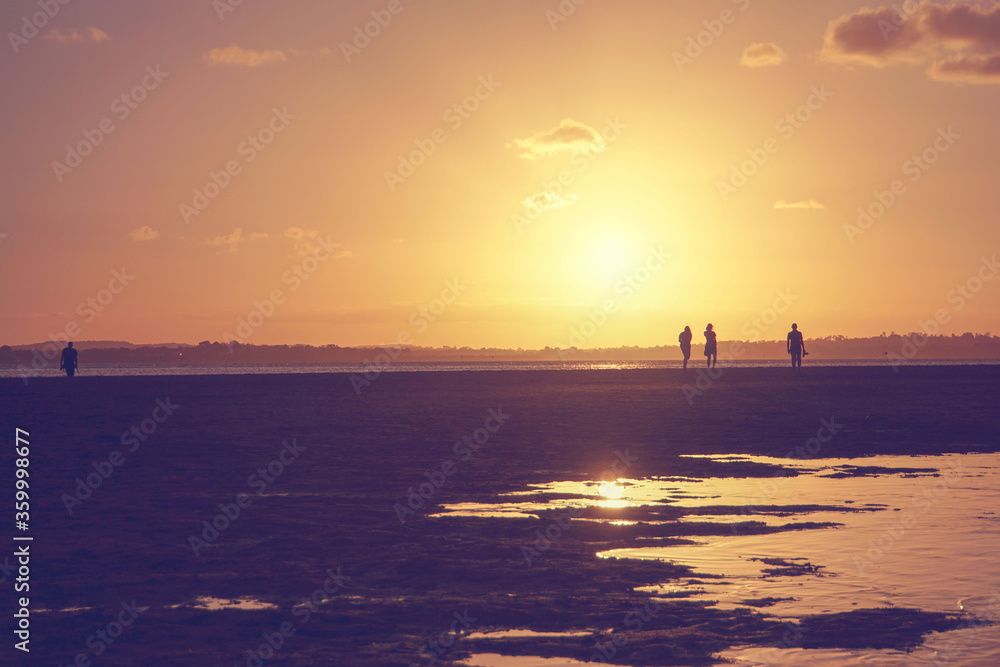 Orange sunset silhouettes Orange sunset silhouettes