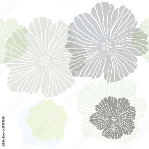 Light Green, Yellow vector seamless elegant pattern with flowers. Colorful illustration in doodle style with flowers. Pattern for design of fabric, wallpapers.