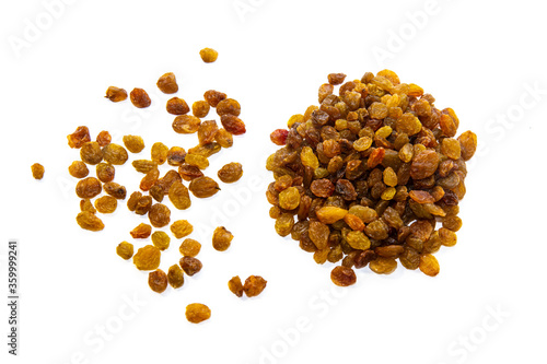 Dried Raisins isolated on a white background. Dried grape raisins