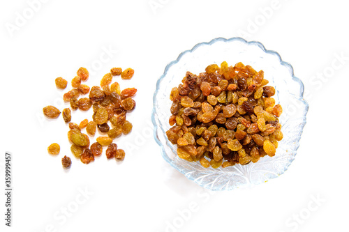 Dried Raisins isolated on a white background. Dried grape raisins