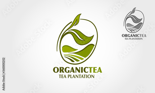 Organic Tea Plantation Vector Logo Template. A nice of tea related illustration that may use for logos or packaging designs. 