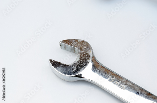 chrome wrench on white background