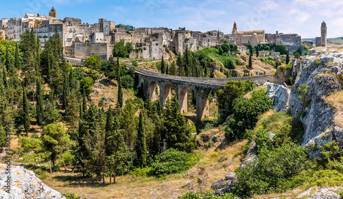Gravina in Puglia, Italy with a Roman two-tier bridge and Cathedral