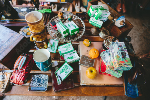 Vintage memorabilia at a garage sale