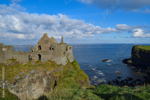 Dunlunce ruins castle in a blue sky backgrond