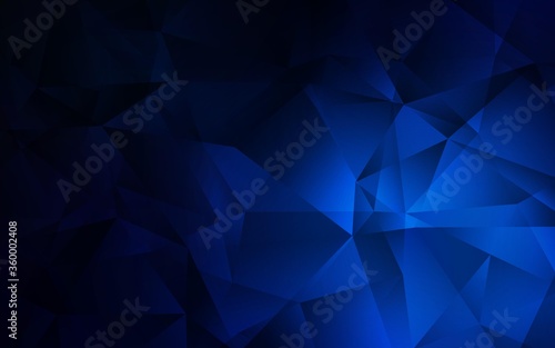 Dark BLUE vector low poly background. Creative geometric illustration in Origami style with gradient. Best triangular design for your business.
