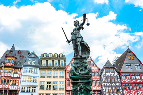 Justitia bronze statue at Gerechtigkeitsbrunnen (