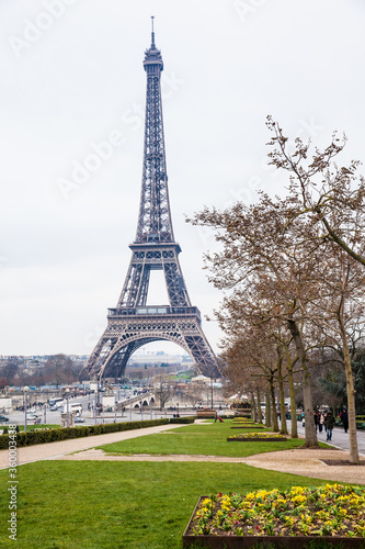 The famous Tour Eiffel in Paris in a cold winter day