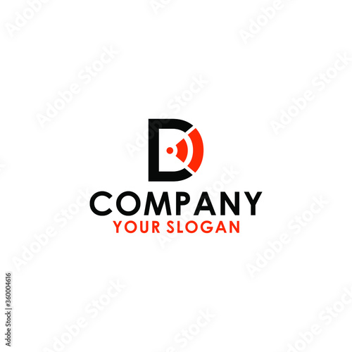 Clean logo mark with a D shaped signal symbol and strong dark gray logotype, perfect for a tech companyA