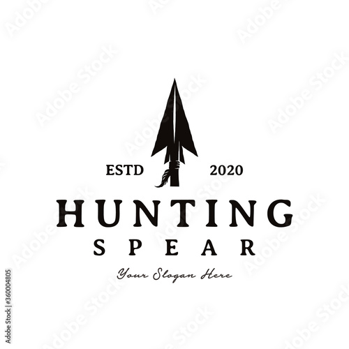 Vintage Rustic Hipster Arrowhead Spear Hunting Logo Design
