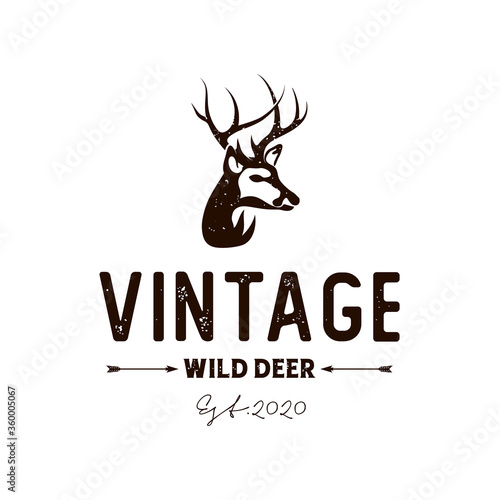 Vintage rustic deer hunter logo design
