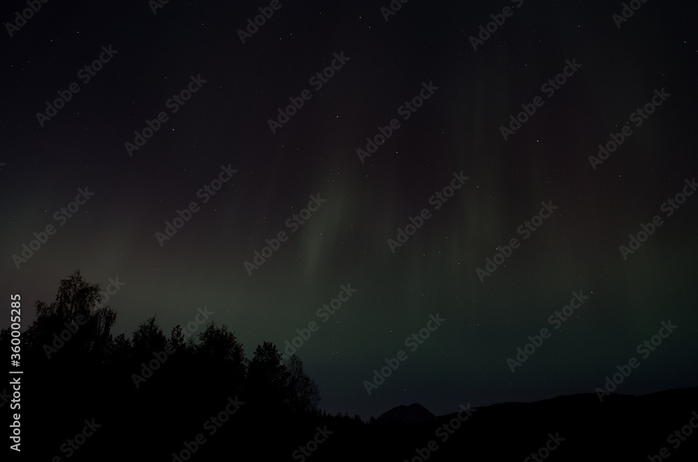 magnificent aurora borealis on autumn sky